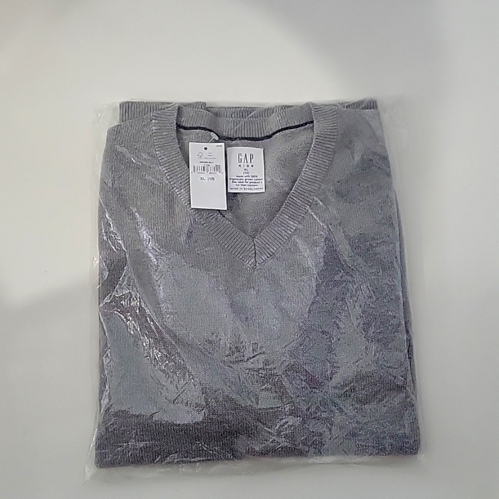 Boys v neck, Gray Sweater, long sleeved